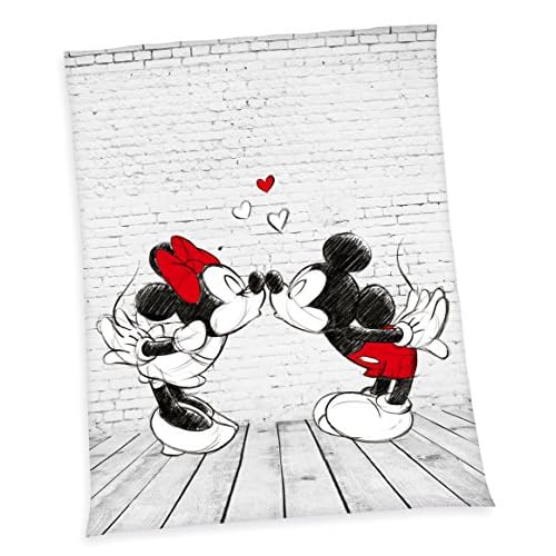 Disney XXL Kuscheldecke Mikrofaser Mickey Minnie Maus Plaid Tagesdecke Tagesdecke 150x200cm, Plüsch Mikrofaser