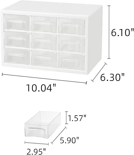 Miniatura 8 de Feadily 1 organizador de cajones grandes para escritorio, organizador de cajones de escritorio con 9 cajones transparentes, cajones de