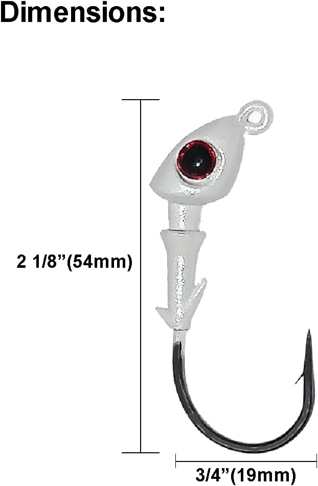 Fish On Tackle Jig Heads, 1/2 oz, White, 4/0 Hook, 5 Pack, photo 2 of 9