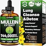 vivcmin Mullein Drops for Lungs with Licorice & Astragalus, Lung Detox for Smokers Tincture, Respiratory & Immune Support, Mullein Leaf Extract for Lung Cleanse, 4 fl oz