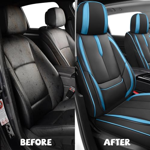 Image of ILMO Seat Covers for Chevy Silverado 1500 2007-2026 (Black&Blue,Front Set)