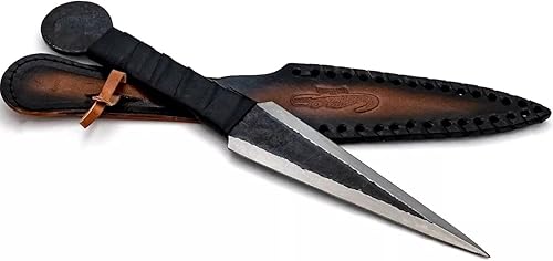 Miniatura 9 de Soaring Heights - Daga de lanzamiento de acero al carbono forjado, cuchillo medieval estilo vikingo, hoja de doble filo de 12 pulgadas con funda de
