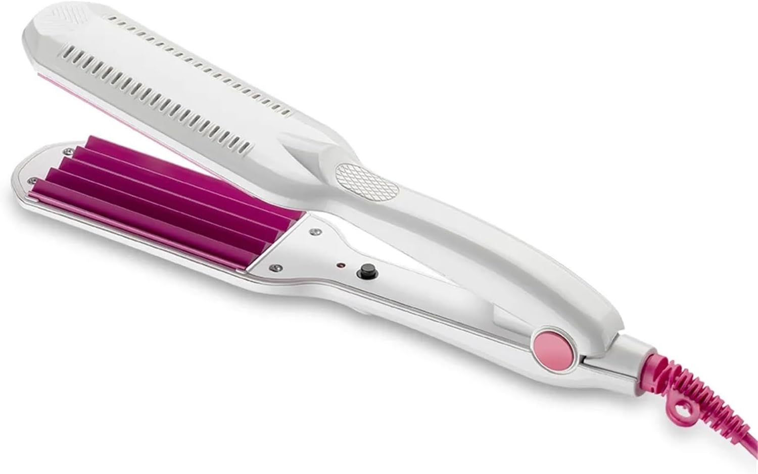 Professional Hair Crimper Curler Dry & Wet Use Corrugated Irons Ceramic Curling Iron with Temperature Control Waving Tool(Blue,US)