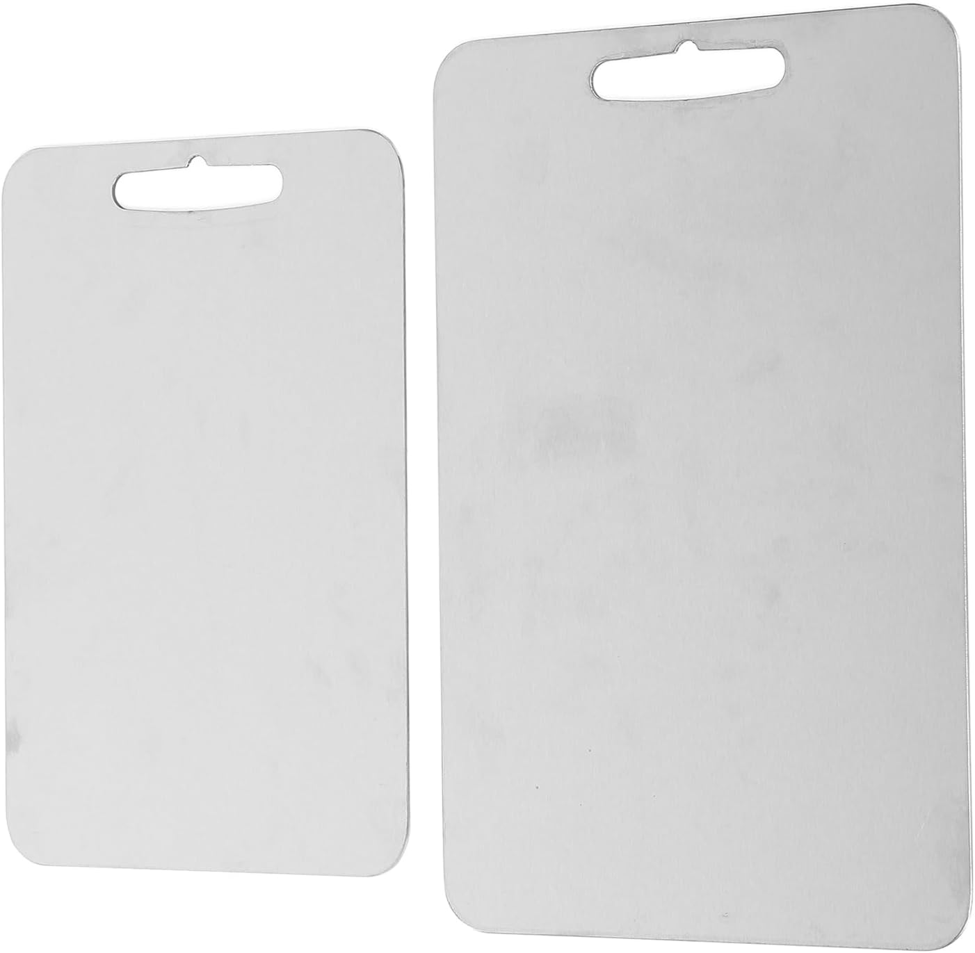 Professional Stainless Steel Cutting Boards Set of 2 Durable Metal Chopping Boards for Kitchen Restaurant Food Prep Heavy Duty Proof Dishwasher Safe 13.38x9.05 & 11.81x7.87