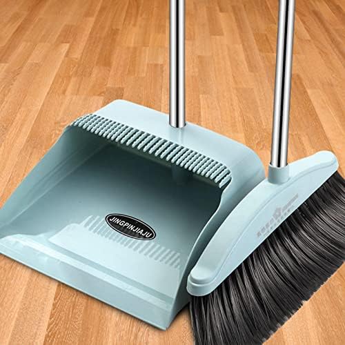 ORTUH Dustpan and Brush Set, Tall Broom and Upright Dust Pan with Long Handled, Upright and Lightweight Household Cleaning Combo for Outdoor, Indoor, Garden, Lobby Sweeping