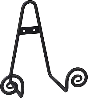 TRIPAR Large Black Metal Scroll Display Rack Easel for Bowls, Platters, Cookbooks, Plates, and Artwork