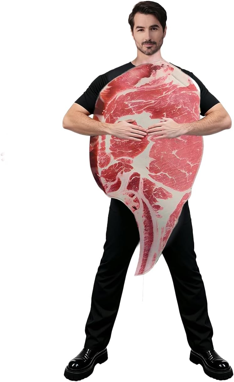 DSplay Adult Beff Costume Funny Food Meat Tunic Halloween Costumes - Image 4
