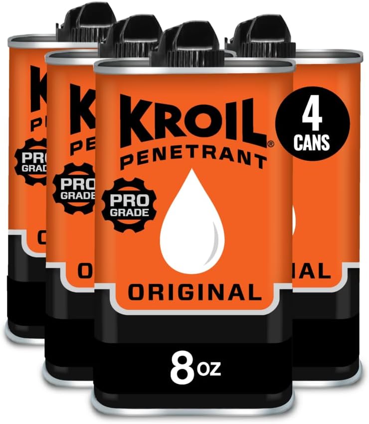 Kroil Original Penetrant - Rust Penetrating Lubricant - Corrosion Inhibitor Oil for Chains, Hinges & Stuck Metal Parts - Home & Industrial Use - Drip Can - 8 oz - 4 Pack (AZKL081C4)