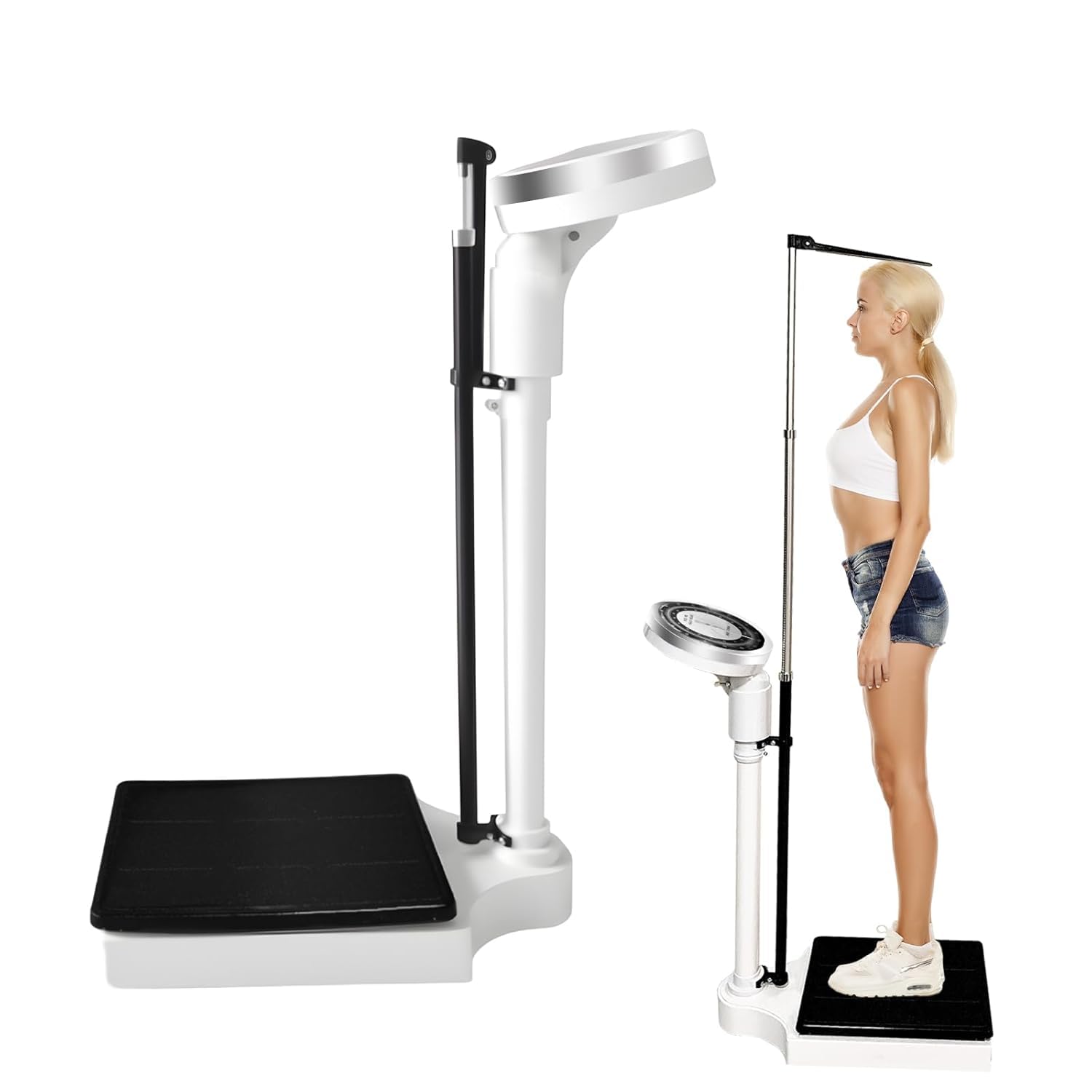 Physician Beam Scale, Classic Mechanical Beam Scales with Large Round Dial, Height and Weight Scale, Dual Reading KG/LB (A)