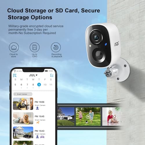 DCT 2Pcs Security Camera Wireless Outdoor, Battery Powered WiFi Surveillance Cameras for Home Security Outside, 2K Color Night Vision AI Motion Detection Siren Alarm Spotlight 2-Way Talk Waterproof - Thumbnail 5