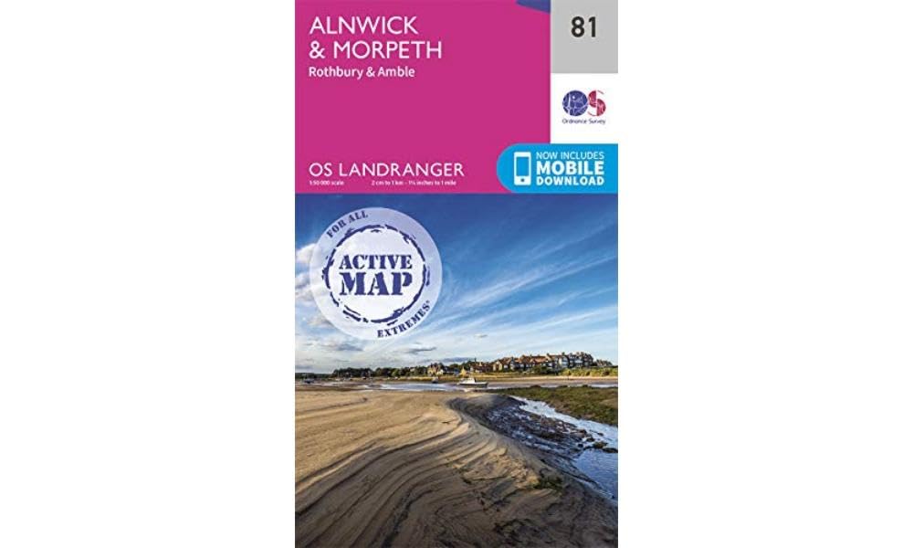 Alnwick & Morpeth Map | Weatherproof | Rothbury & Amble | Ordnance Survey | OS Landranger Active Map 81 | England | Walks | Cycling | Days Out | Maps | Adventure