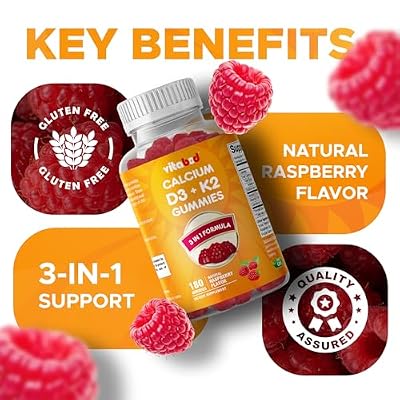Vitabod Vitamin D3 + K2 Gummies Bone & Heart Health Support 180 Pectin-Based Vegan Gummies