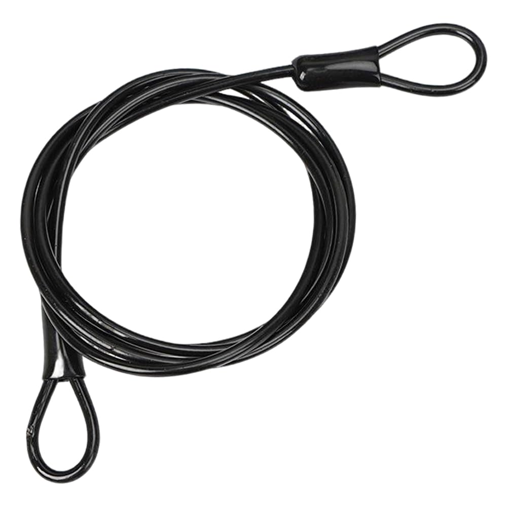 CHANGJIQ 荷物ロック 2.5mmx2m セキュリティスチールケーブル ワイヤーロープ ダブルループ付き ロッキングロープ ランヤードケーブル 延長ワイヤー 安全ケーブル スチール製 ロック 盗難防止 自転車用 旅行用 (ブラック, 2.5mm x 2m)