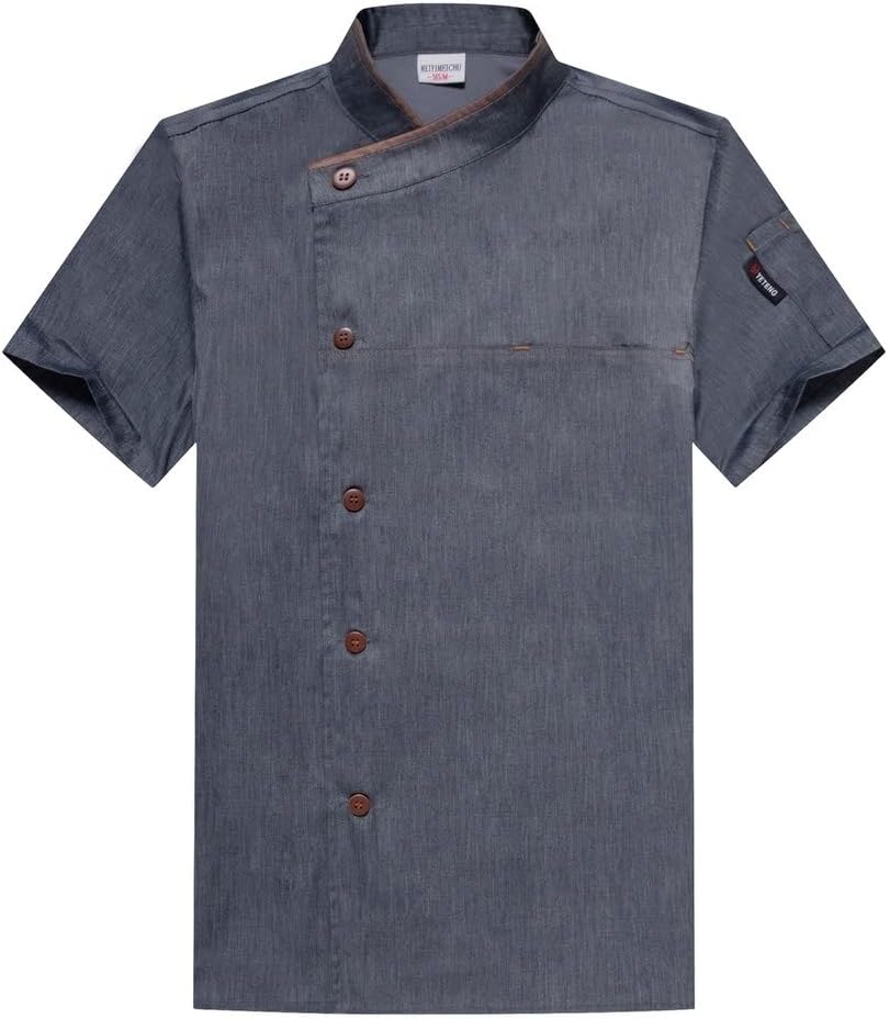 ElzEy Unisex Short Sleeve Chef Jacket Coat for Food Service Caterers and Culinary Breathable Work Wear Uniform