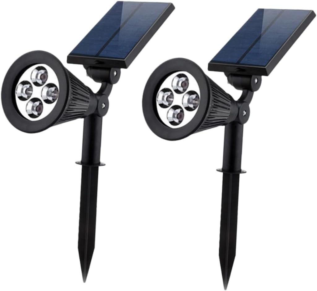 2pcs Led Solar Garden Spotlights RGB Landscape Lamp Ground Plug No Wiring for Outdoor Pathway