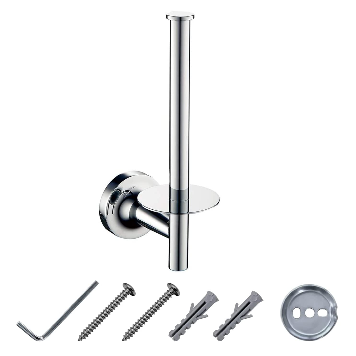 JASSFERRYWall Mounted Toilet Paper Holders with Polished Chrome Round Roll Holder for Bathroom and Kitchen Accessory (Vertical)