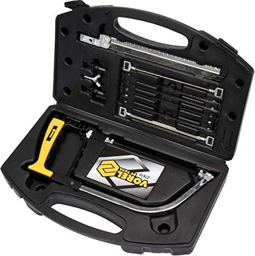 SET Bügelsäge und Sägeblätter| Aggressive Bogensäge| Holzsäge |Schnitt Comfort-Handsäge Gartensäge 8 Klingen l 6 Universalklingen für Holz, Metall und Kunststoff sowie 2 runde Diamantklingen