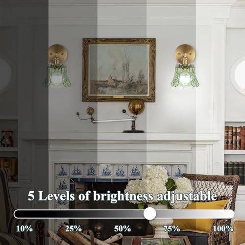 Image of Battery Operated Wall Sconce, Wireless Battery Powered Rose Wall Sconces with Remote Control, RGB Dimmable LED Vintage Wall Light for Bedroom,Living Room, Hallway（Deep Green）