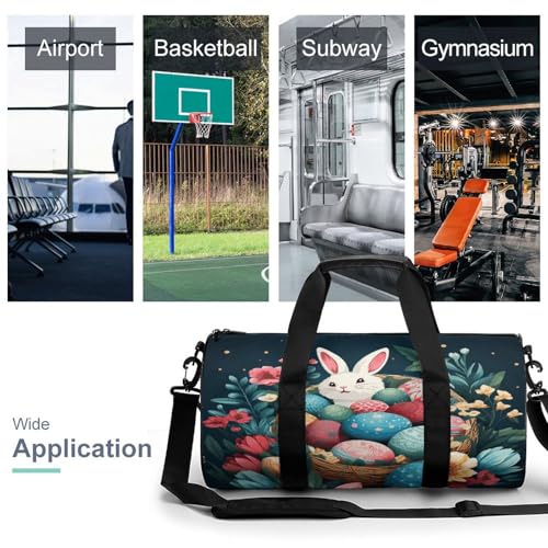 Gym Bag For Women Men Lightweight Basket And Easter Eggs Print Duffel Bag Personalized Travel Bags For Travel Sports3