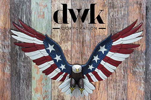 Dwk Bald Eagle American Flag Patriotic Large Wall Sculpture | Americana Decorations Eagle Statues And Sculptures | American Eagle Wall Decor And Patriotic Wall Decor - 21" #TOP5