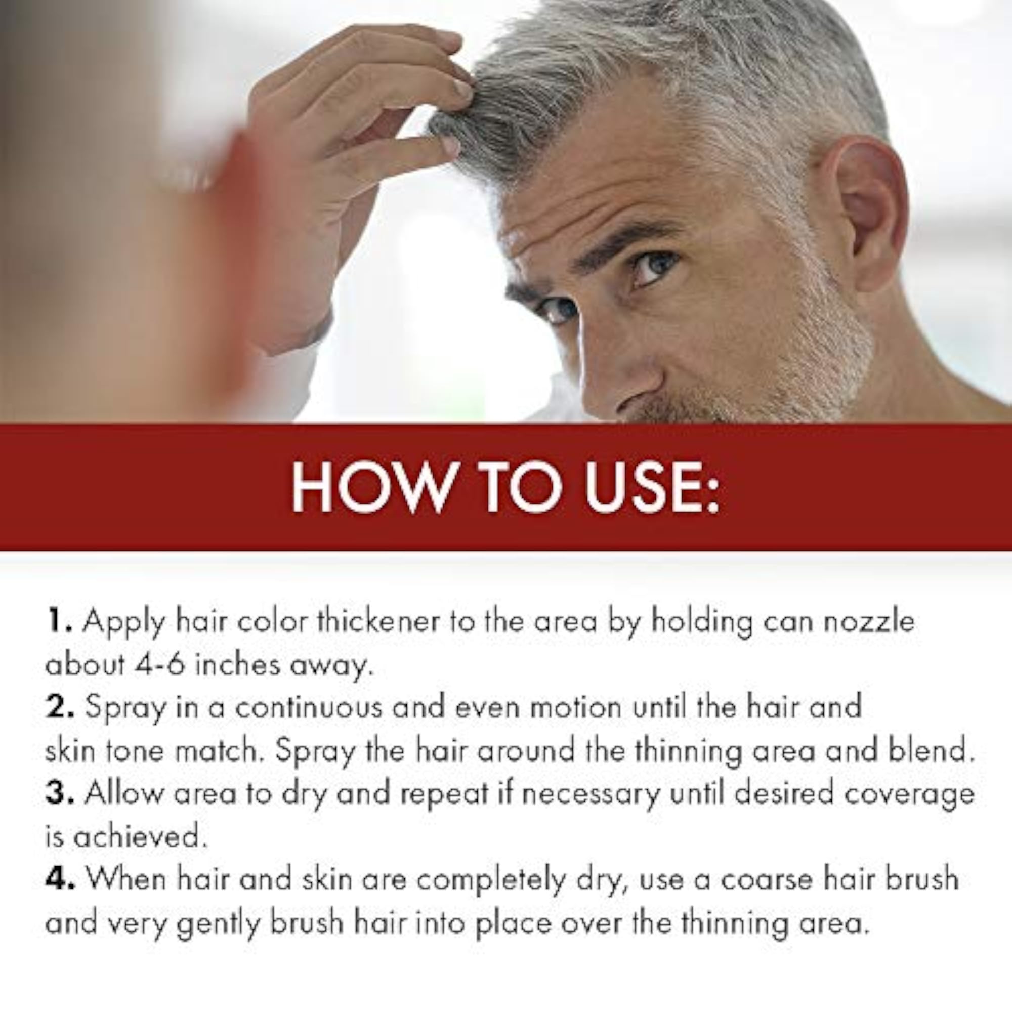Hair Color Thickener for Thinning Hair, Silver/Gray