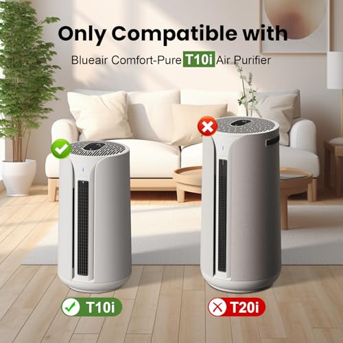 Image of 2 Pack T10i Replacement Filter Compatible with Blueair Comfort-Pure 3-in-1 Air Purifier Small, True HEPA High-Efficiency Activated Carbon Filter for Home Large Room