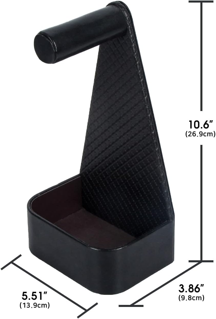 JACKCUBE Design Headphone Stand Leather Gaming Headset Holder with Cable Storage Tray (5.51 x 3.86 x 10.63 inches) - :MK217A