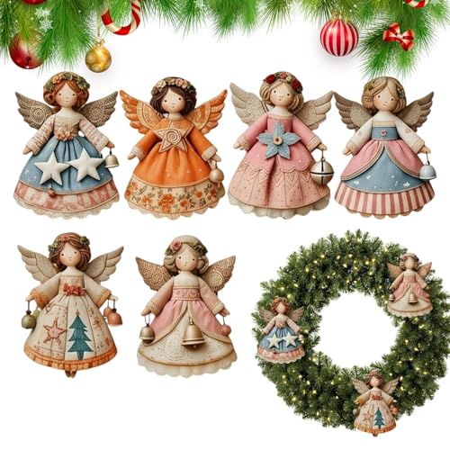 Jsnwernb julornament – 6 stycken naturliga justerbara snöre med hänge – liten juldekoration – för familj vänner barn vägg girlang jul utomhus