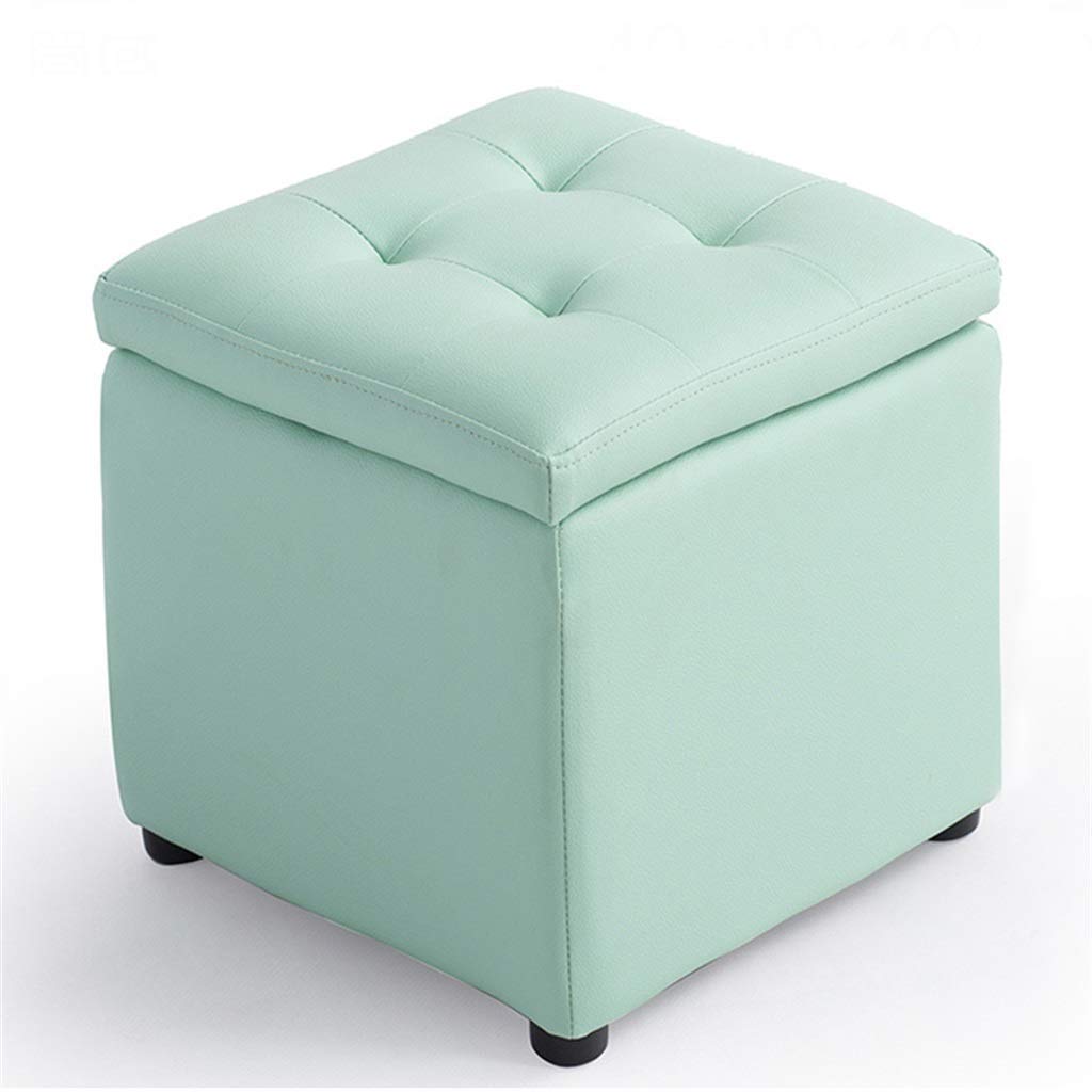 Pouf de rangement banc monoplace en PVC vert 34cm | Ottomans de cuisine