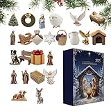 Syengery 2025 Weihnachtskrippe Adventskalender, 2D Acryl Dekorationen 24 Tage, Advents Countdown Kalender Geburt Jesu, Für Heimdekorateure Festplaner Haustür Kaminsims Wand Garten Wohnzimmer