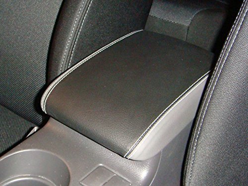RedlineGoods armrest Cover - Regular Compatible with Subaru WRX/STI 2015-21. Tailor Made - not Universal. Genuine top-Grade Italian Black Suede (Alcantara) with Red Thread