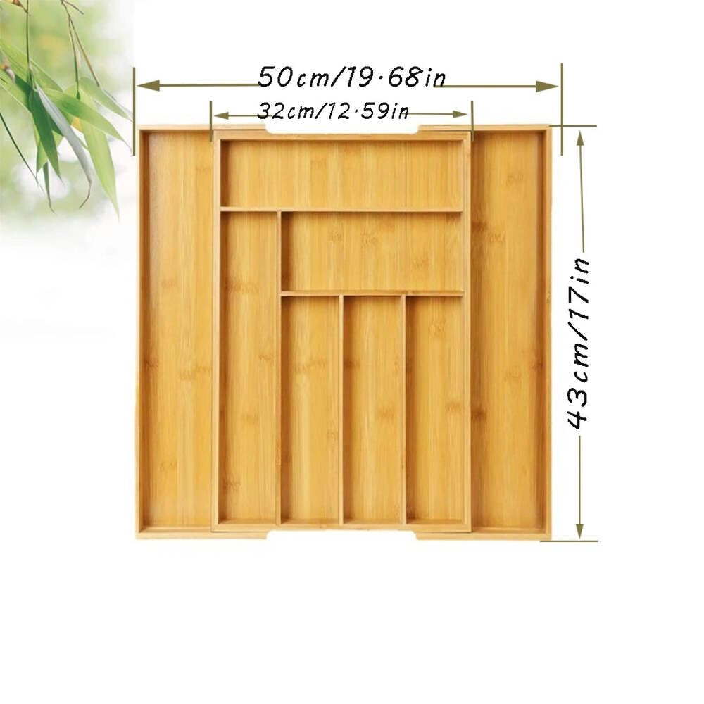 Organizador de cubiertos de bambú expandible para cajones, bandeja ajustable para cubiertos, organizador de cajones de cubiertos de madera, cualidades naturales