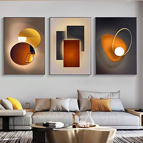 Peinture sur toile KEBIA pour réveiller un mur blanc avec l'art géométrique orange sans cadre