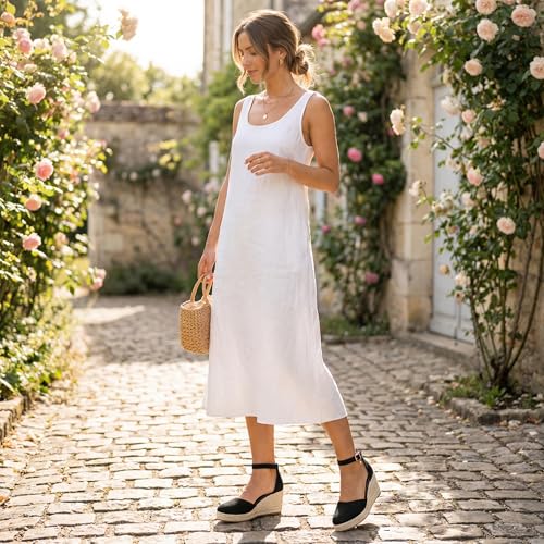 Image of Womens Espadrilles Sandals, Closed Toe Platform for Women Ankle Strap Casual Comfortable Wedge Sandals