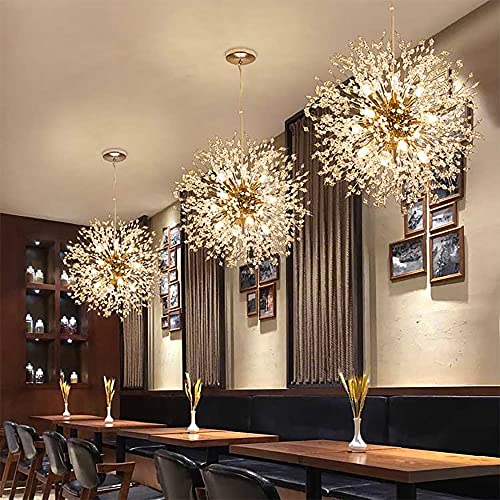 Mirnkeen Modern Living Room Dandelion Chandeliers,Gold Crystal Fireworks Sputnik Ceiling Light Fixture,12-Light Pendant Lighting For Dining Room Bedroom Bathroom Kitchen Foyer Girls Room #TOP6