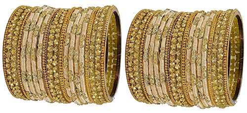 Image of NMII Acrylic (Plastic) With Silk Thread & Beads Studded Worked Glossy Finished Kada Set For Women and Girls