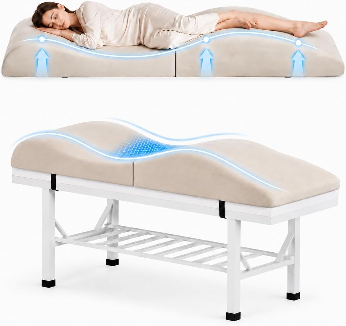 Curvy Lash Bed Topper 70"x28" with Ergonomic Foam Pad, Foldable Design