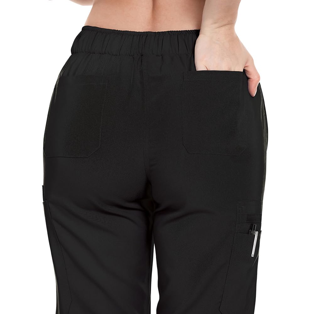Pantalones de Enfermería Cintura Elástica con Cordón 5 Bolsillos Tejido Transpirable Poliéster DK74