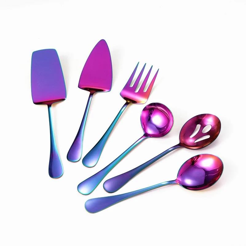 Couverts en acier inoxydable : set de 6 pièces de service avec louche et passoire pour restaurant 07