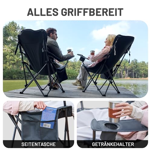 TIMBER RIDGE Campingstuhl Faltbar 180KG Rückenverstellbar in 3 Positionen – Ansicht 6