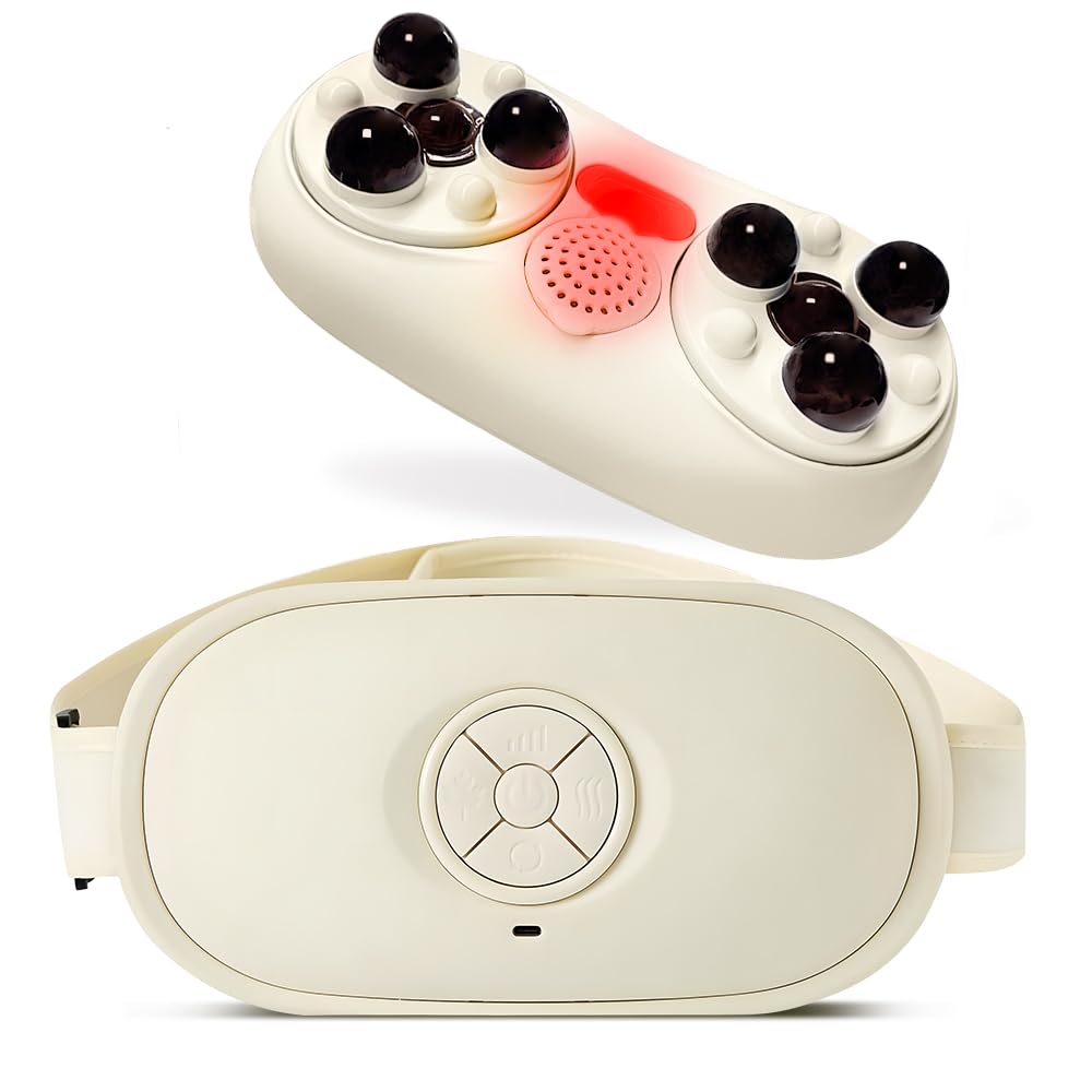 Elektrisches Bauchmassagegerät mit Wärmefunktion, tragbares Abdominale Massagegerät mit Zwei Scheiben gegen Verstopfung und Regelschmerzen, Verdauungshilfe für Zuhause und Büro