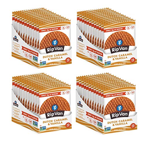 Image of Rip Van Wafels Dutch Caramel & Vanilla Stroopwafels - Healthy Snacks - Non GMO Snack - Keto Friendly - Office Snacks - Low Sugar (3g) - Low Calorie Snack - 48 Pack