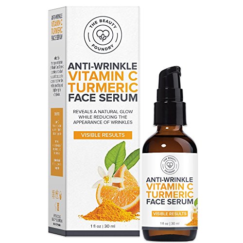 Beauty Foundry Anti-Wrinkle Vitamin C Turmeric Face Serum, Reveals Natural Glow, Reduce Wrinkles, Brightens Skin Visible Results for all Skin Types 1oz/30ml…