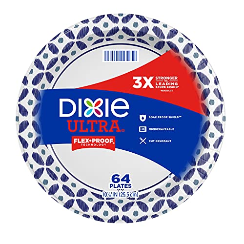 Dixie Ultra Disposable Paper Plates, 10 1/16 Inch, Dinner Size Printed Disposable Plate, 64 Count (1 Pack Of 64 Plates) #TOP7