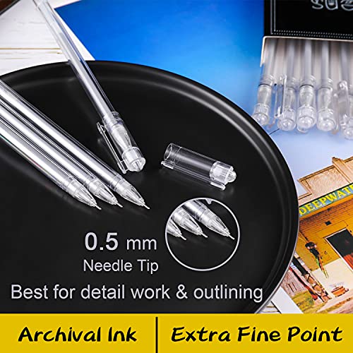 Dyvicl Silver Gel Pens, 0.5 Mm Extra Fine Pens Gel Ink Pens For Black Paper Drawing, Sketching, Illustration, Adult Coloring, Journaling, Set Of 12 #TOP2