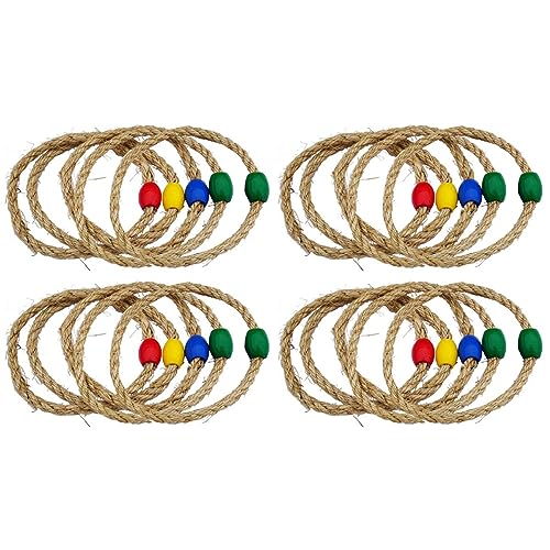 Balacoo Hemp Rope Toss Ring Set 20 Pcs Kids Ring Toss Game Carnival Ring Throwing Ring Toy for and Agility Practice Games Garden Backyard Outdoor Games