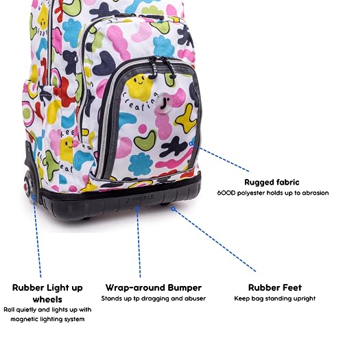 Image of J World Lollipop Kids Rolling Backpack & Lunch Bag Set for Elementary School. Carry-On Suitcase with Wheels, Kiddo