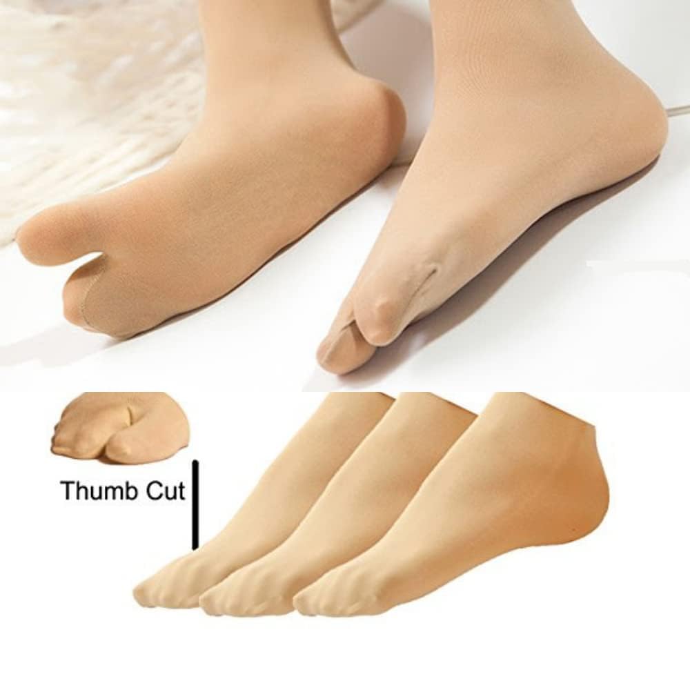 2VRN Womens Ankle Length Thumb Toe Cotton Socks,Combo Pack of 3 Pairs in Skin Color 2