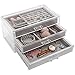 Produktbild Acryl Schmuck Organizer Box Mit 3 Schubladen,3-schicht Klar Schmuckschrank,Samt Ringe Halsketten Ohrring Schmuck Display Fall Für Frauen A 24 * 13.5 * 11cm