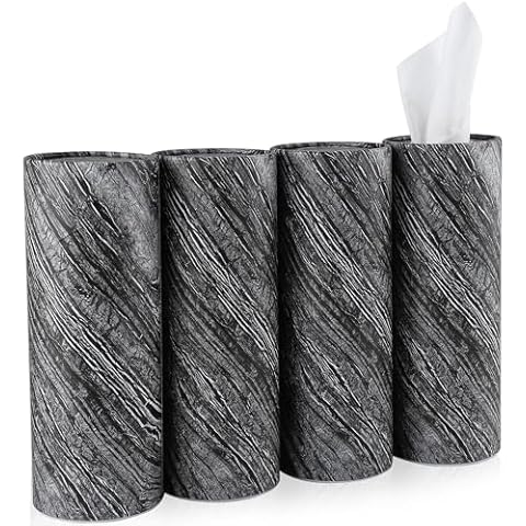 JUSTTOP Car Tissue Holder,Car Travel Kleenex Cup Holder with 4 Pack Facial Tissues,Convenient Tissue Bag,Car Accessories Interior for Women and Man 4 Canisters Grey Cover